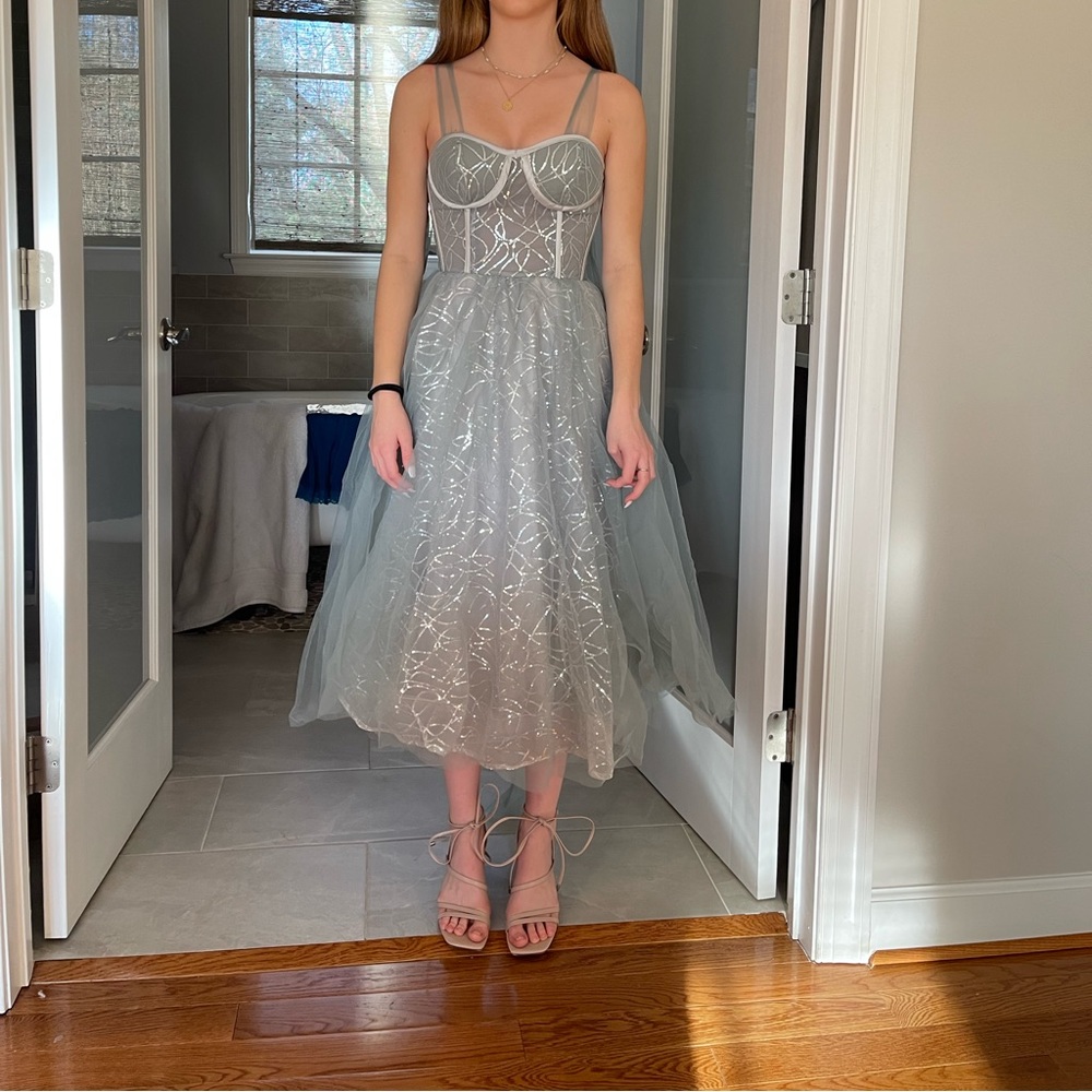 Sage green sparkle dress